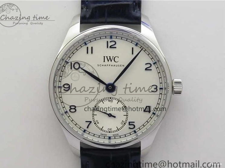 MIROTIME 0409 Packable Portuguese IW358304 ZF 1:1 Best Edition SS White Dial Blue Markers on Leather Strap A 7079